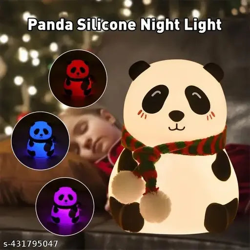 Rechargeable Cute Panda Night Light for Kids,Nursery Silicone Night Light,7-Color Changing Lamp,Room Decor